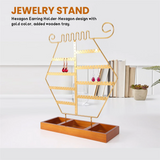Hexagonal Jewelry Stand with Wooden Tray