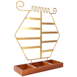 Hexagonal Jewelry Stand with Wooden Tray