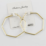 Hexagonal Metal Earrings in Silver