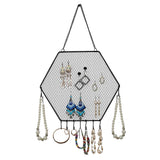 Metal Mesh Wall Mount Earring Display Rack with Hook for Jewelry Organizer