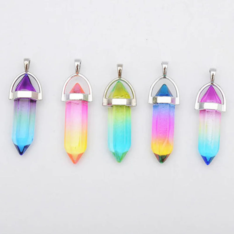 Glass Prism Pendants for Necklace Jewelry Making