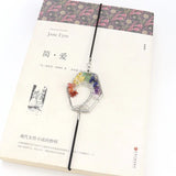 Silver Tree Of Life Stretch Bookmark with Colorful Gravel Stone