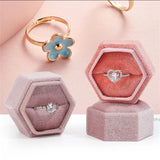 Pink Velvet Jewelry Box Earrings Pendant Ring Box Portable Small Jewellery Case