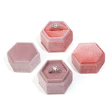 Pink Velvet Jewelry Box Earrings Pendant Ring Box Portable Small Jewellery Case