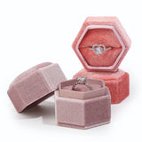 Pink Velvet Jewelry Box Earrings Pendant Ring Box Portable Small Jewellery Case