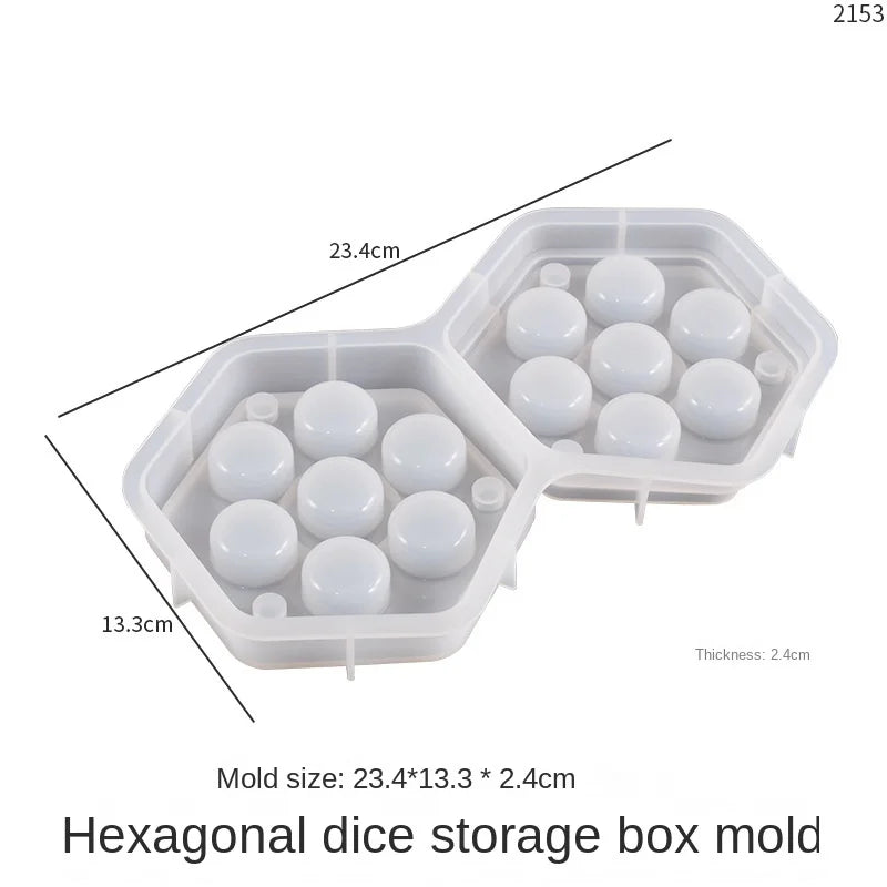 Hexagonal Silicone Mold with Epoxy Resin Cover for Dice Jewelry DIY