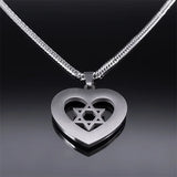 Hexagram Heart Necklace Star of David Stainless Steel
