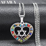 Hexagram Heart Necklace Star of David Stainless Steel
