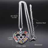 Hexagram Heart Necklace Star of David Stainless Steel