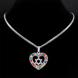 Hexagram Heart Necklace Star of David Stainless Steel