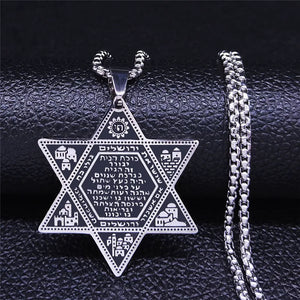 Hexagram Jerusalem Silver Necklace David Pendant Jewish Jewelry