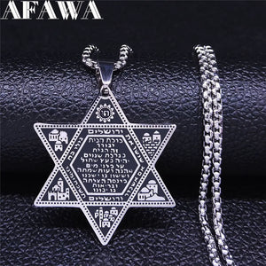 Hexagram Jerusalem Silver Necklace David Pendant Jewish Jewelry