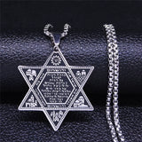 Hexagram Jerusalem Silver Necklace David Pendant Jewish Jewelry