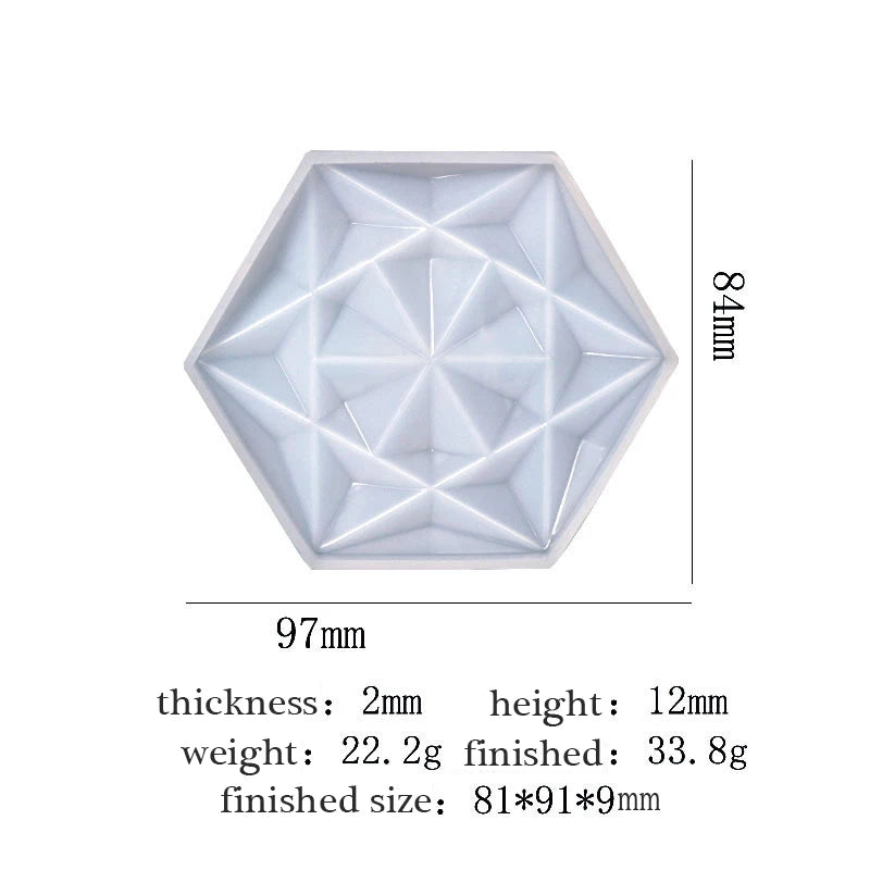 Hexagram Star Sliced Coaster Resin Mold Classical Style Small Cup Mat Mould