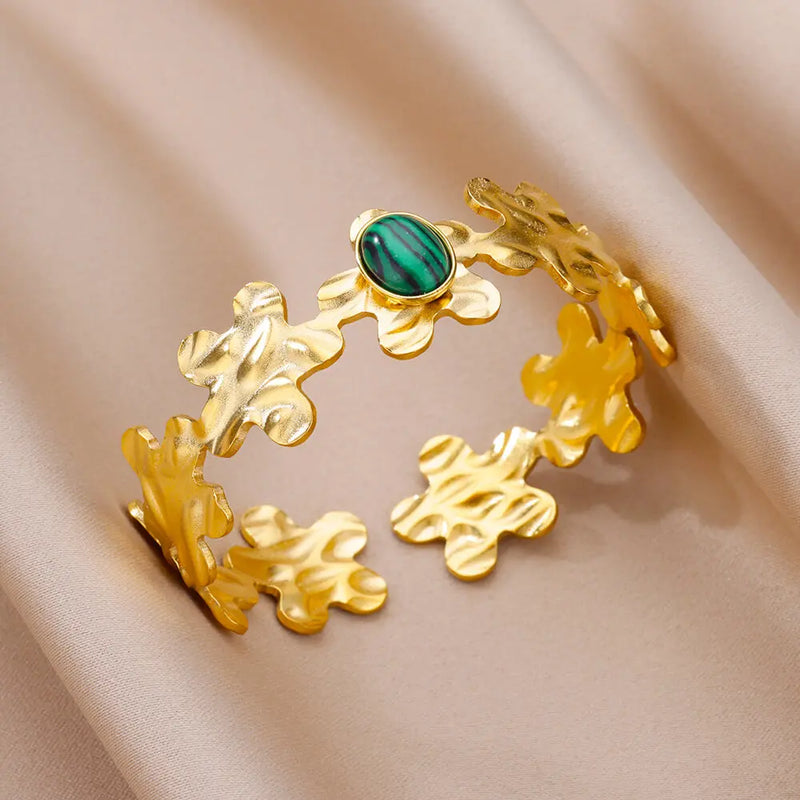 Vintage Turquoise Stainless Steel Cuff Bracelet