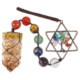 Chakra Healing Stones Tree of Life with Rock Quartz Crystal Wand