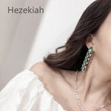 Hezekiah Needle Green Earrings Lady Noble Tassel Dance Party