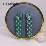 Hezekiah Needle Green Earrings Lady Noble Tassel Dance Party