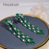 Hezekiah Needle Green Earrings Lady Noble Tassel Dance Party