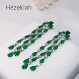 Hezekiah Needle Green Earrings Lady Noble Tassel Dance Party