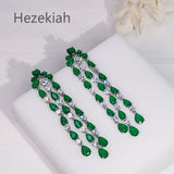 Hezekiah Needle Green Earrings Lady Noble Tassel Dance Party