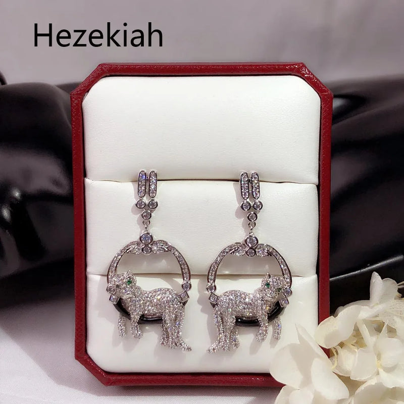 Hezekiah Needle Leopard Tassels Earrings French Dance