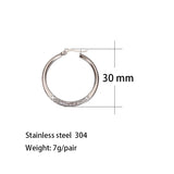 Stainless Steel Rhinestone Hoop Earrings for Women