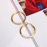 Stainless Steel Rhinestone Hoop Earrings for Women