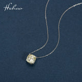 S925 Silver 10*10mm Yellow Diamond Pendant Necklace XL003