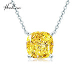 S925 Silver 10*10mm Yellow Diamond Pendant Necklace XL003