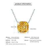 S925 Silver 10*10mm Yellow Diamond Pendant Necklace XL003