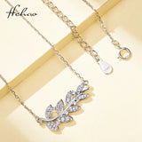 925 Silver Olive Branch Pendant Necklace Zircon Lady Ring Jewelry