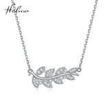 925 Silver Olive Branch Pendant Necklace Zircon Lady Ring Jewelry