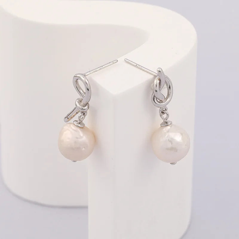 Baroque Pearl Sterling Silver Earrings for Women Gift