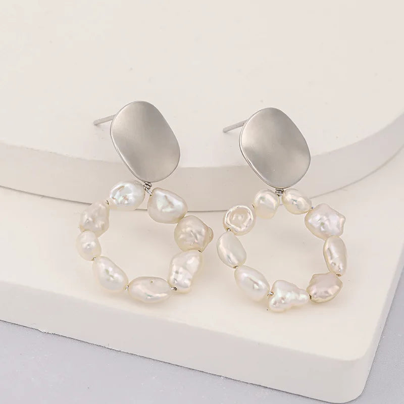 Baroque Pearl 925 Sterling Silver Stud Earrings Wedding Gift