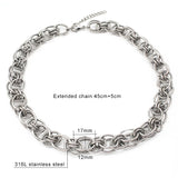 Hip-Pop Men Necklace Big Choker Retro Punk Style Stainless Steel