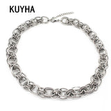 Hip-Pop Men Necklace Big Choker Retro Punk Style Stainless Steel