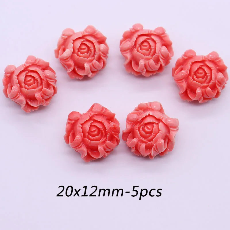 Hibiscus Flowers Coral Beads for Jewelry Making - 20x12mm Coral Charm DIY Bead