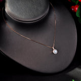 Sparkling Tear Drop Zircon Pendant Chain Necklace Wedding Jewelry