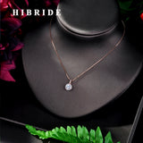 Sparkling Tear Drop Zircon Pendant Chain Necklace Wedding Jewelry