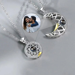 Hidden Photo Necklace Personalized Necklace Sun and Moon Projection