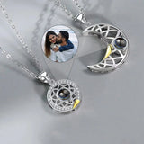 Hidden Photo Necklace Personalized Necklace Sun and Moon Projection