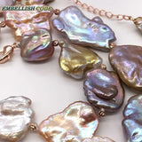 Baroque Keshi Pearls Bracelet Chain Peach Cultured Freshwater