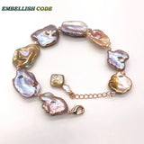 Baroque Keshi Pearls Bracelet Chain Peach Cultured Freshwater