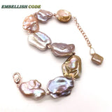 Baroque Keshi Pearls Bracelet Chain Peach Cultured Freshwater