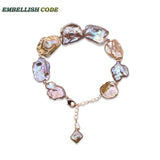 Baroque Keshi Pearls Bracelet Chain Peach Cultured Freshwater