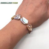 Baroque Keshi Pearls Bracelet Chain Peach Cultured Freshwater