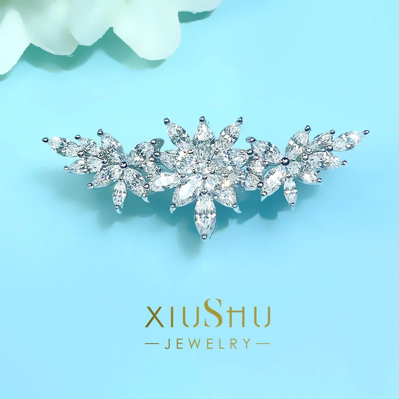 HD Explosive Flash Petal Brooch, Celebrity Fashion, 925 Silver Hand Inlaid