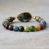 Labradorite Stone Bead Bracelet High End Minimalist Jewelry
