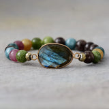 Labradorite Stone Bead Bracelet High End Minimalist Jewelry